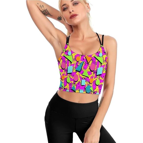 Women Pink Sports Bras Longline Padded Crop Tops Support Yoga Tank Top Outfits